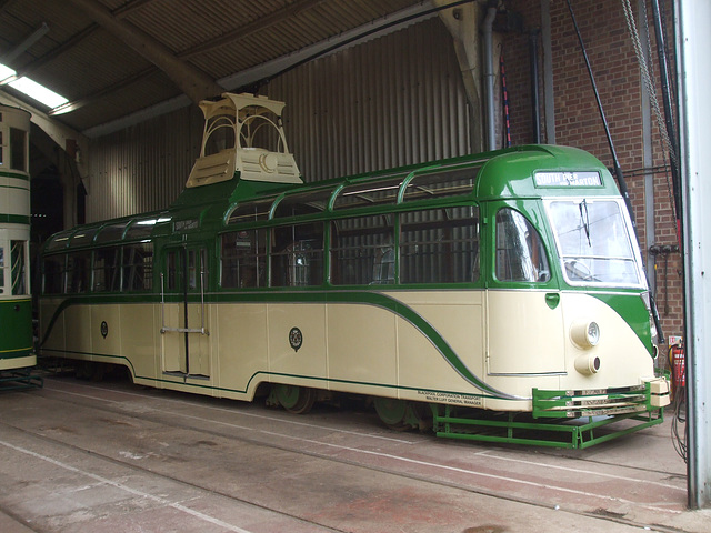 DSCF1079 Preserved Blackpool tramcar at the EATM, Carlton Colville - 19 Aug 2015