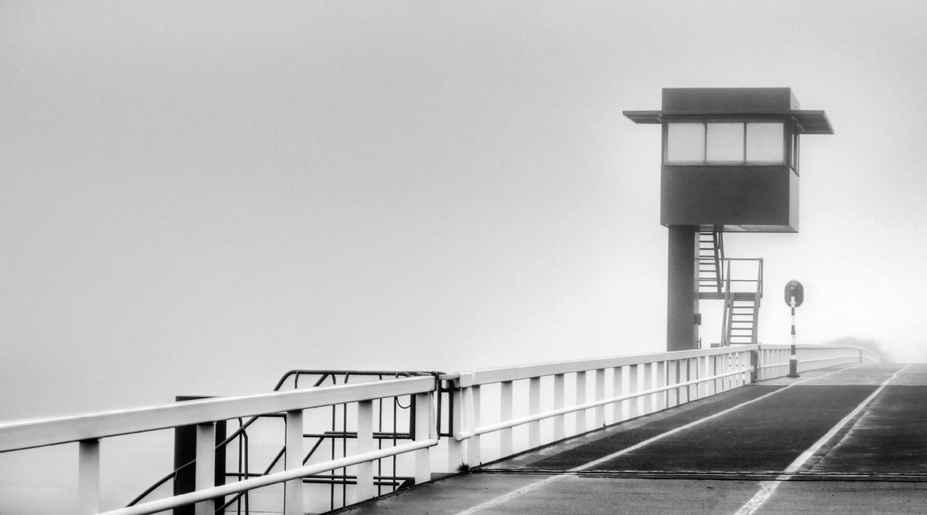 Bridge keepers house in the mist.