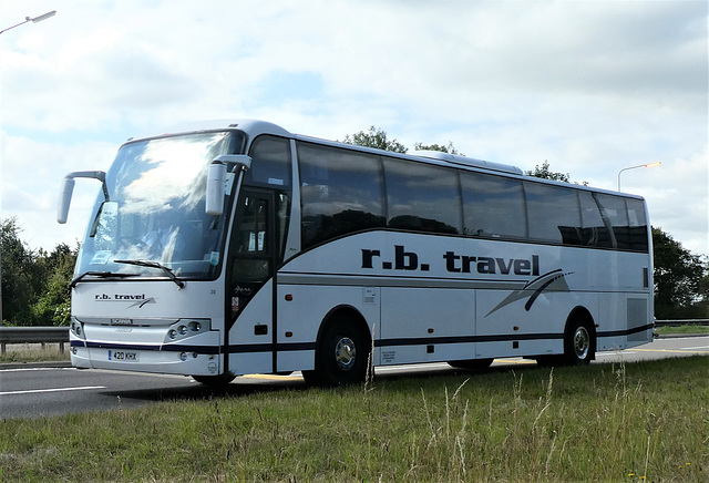 R. B. Travel 420 KHX (CT06 LCT) on the A11 at Barton Mills - 7 Jul 2019 (P1030072)