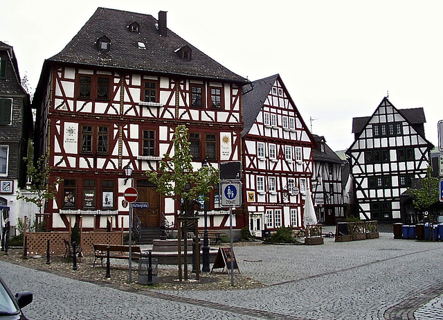 Fachwerkhäuser am Hüttenplatz in Dillenburg an der Lahn