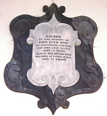 Memorial to John and Helen Yule, Kirklinton Church, Cumbria