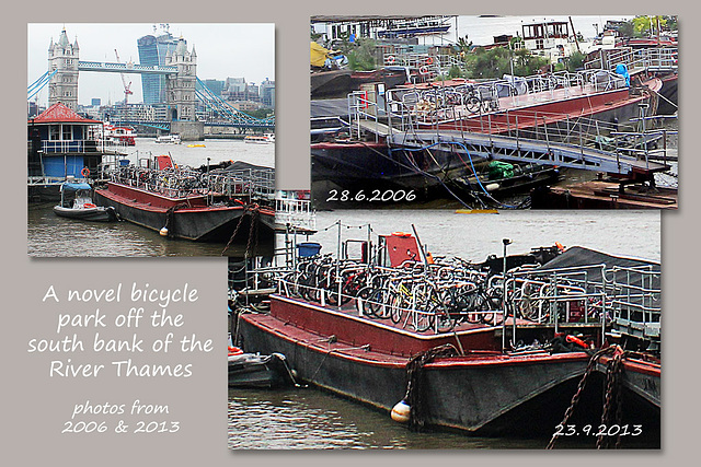 A barge full of bikes Bermondsey - 2006 & 2013