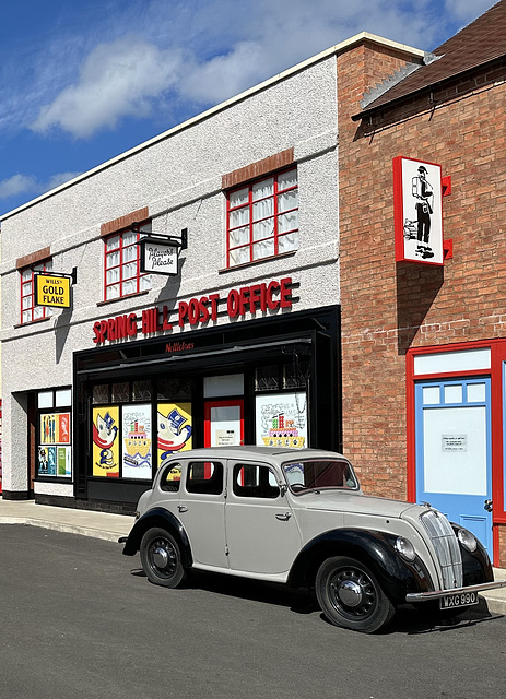 Spring Hill Post Office, and Classic Morris 8 at the Black Country Museum.