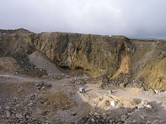 Cave system exposed by Dirtlow Rake quarry near Castleton, Derbyshire.