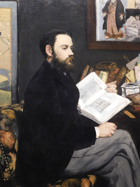 Detail of the Portrait of Emile Zola by Manet in the Metropolitan Museum of Art, December 2023