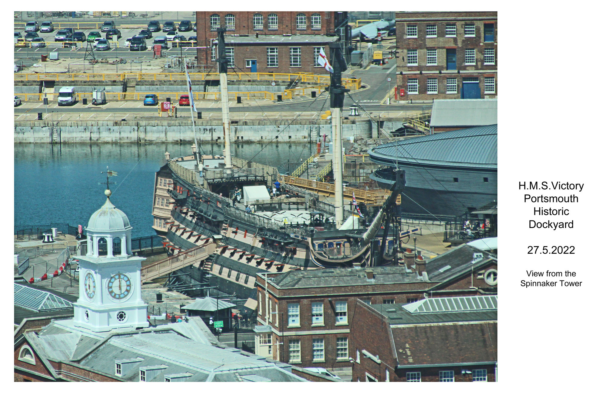 HMS Victory - Portsmouth - photographed from the Spinnaker Tower - 27 5 2022