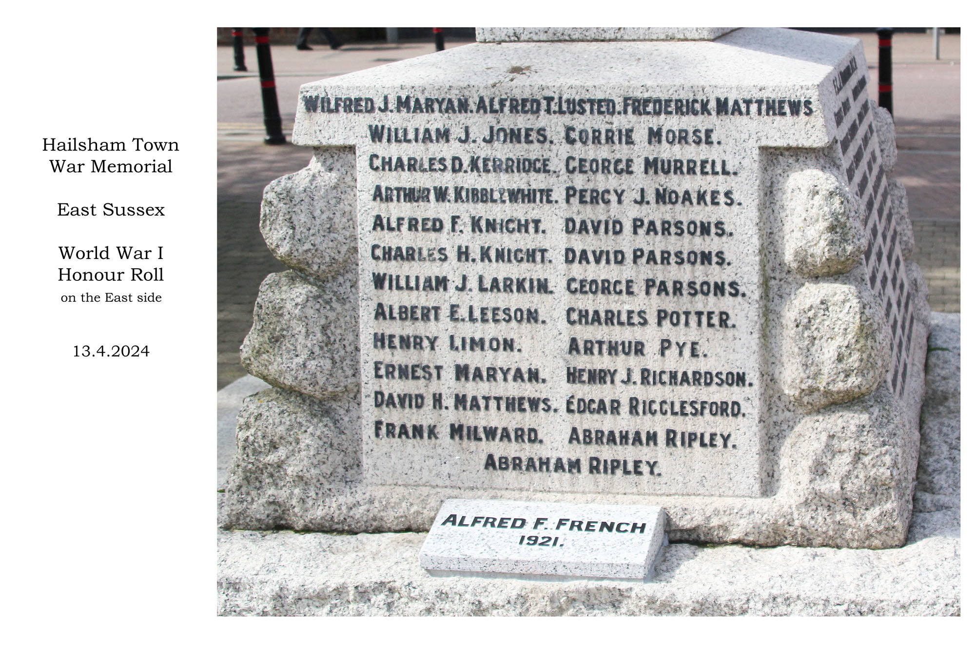 Hailsham War Memorial 13 4 2024 east side