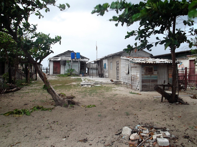 Wooden houses on the beach