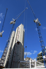 skyscrapers and cranes on london wall