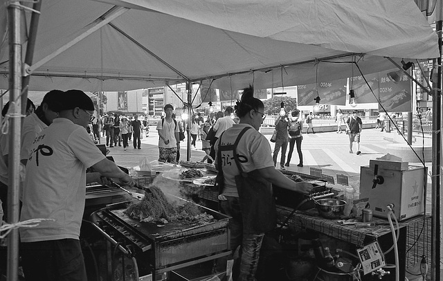 Hot kitchen in a tent