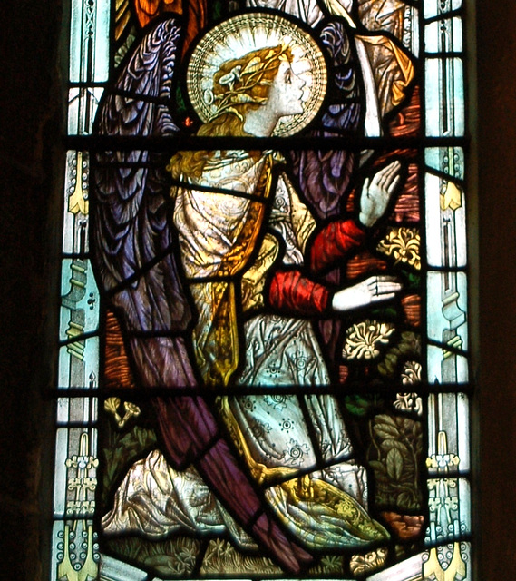 Detail of Victorian Stained Glass, Repton Church, Derbyshire