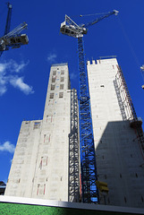 cranes and skyscrapers on london wall