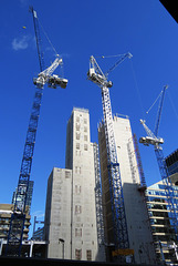 cranes and skyscrapers on london wall