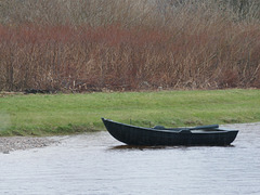 Salmon fishing boat on the Spey