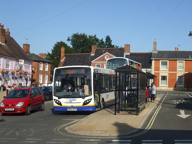 BorderBus 104 (BB62 BUS ex MX62 AOH)) in Beccles - 19 Aug 2015 (DSCF1110)