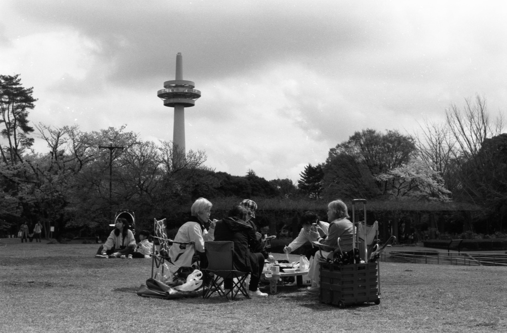 Old people having lunch outdoors