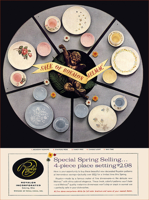 Royalon Melmac Dinnerware Ad, 1958