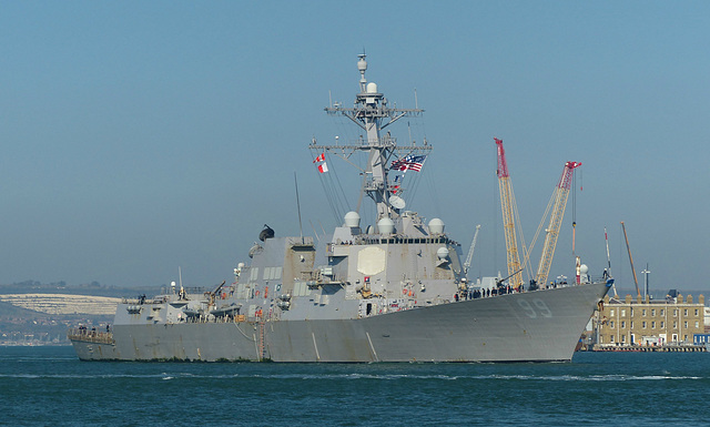 The USS Farragut leaving Portsmouth (2) - 10 October 2018