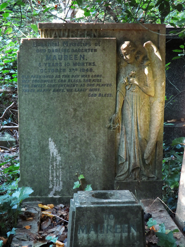 abney park cemetery, stoke newington, london,1948 young girl's gravestone named only as maureen