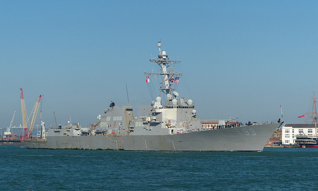 The USS Farragut leaving Portsmouth (3) - 10 October 2018