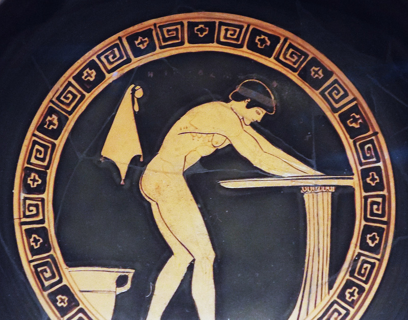 Detail of a Kylix by Douris with a Youth Washing at a Laver in the Boston Museum of Fine Arts, January 2018