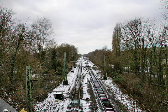 Blick auf die Bahnstrecke Oberhausen-Osterfeld–Hamm (Hamm-Wiescherhöfen) / 3.02.2019