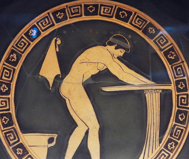 Detail of a Kylix by Douris with a Youth Washing at a Laver in the Boston Museum of Fine Arts, January 2018