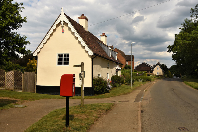 Sutton Village, Post box by Old Village Shop.