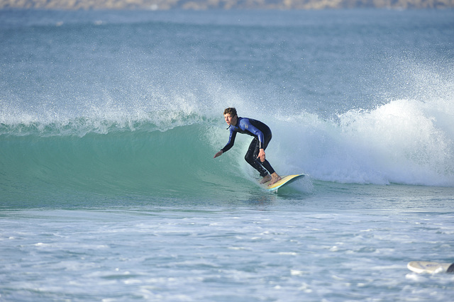 Surfing at Sennen Cove, Cornwall