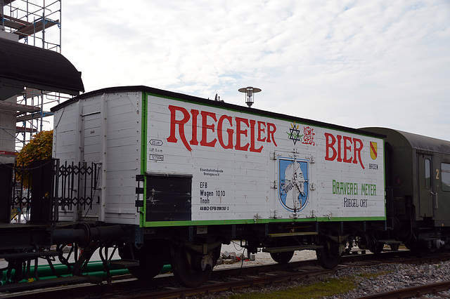 Gütertransportwagen für die Brauerei Meyer in Riegel. Heute im Besitz der Eisenbahnfreunde Breisgau e.V.