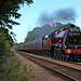 LMS class 6P Jubilee 45699 GALATEA at Meads Lane Crossing with 1Z27 Scarborough - Carnforth steam as far as York The Scarborough Spa Express 3rd August 2017.