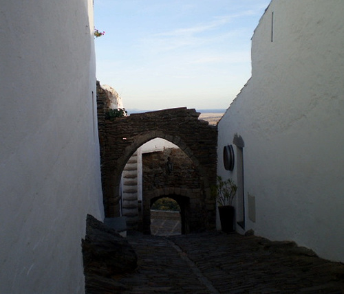 Village pebbled street.