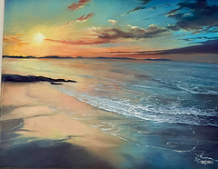 Alison Johnston's painting of the Moray Firth from the beach at Primrose Bay