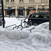 bicycle rack in the snow