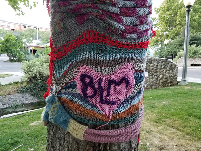 Black Lives Matter - yarn-bombed tree - Memory Grove
