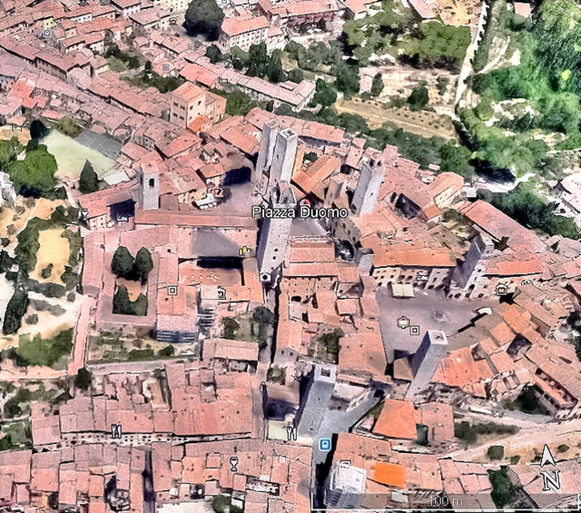 San Gimignano. Piazza Duomo e Piazza della Cisterna. Aus GE