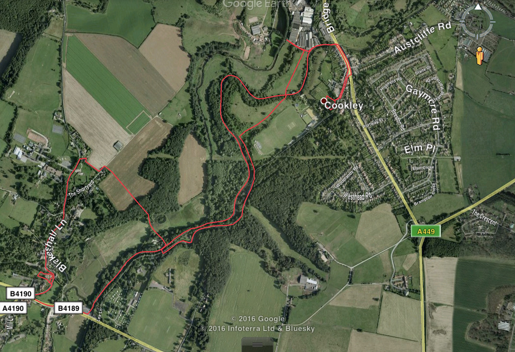Route of the walk on Google Earth