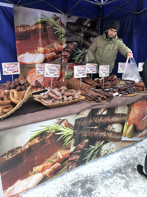 sausage and meat stand