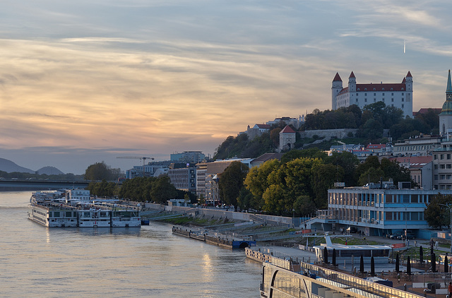 Sunset in Bratislava with Bratislava Castle