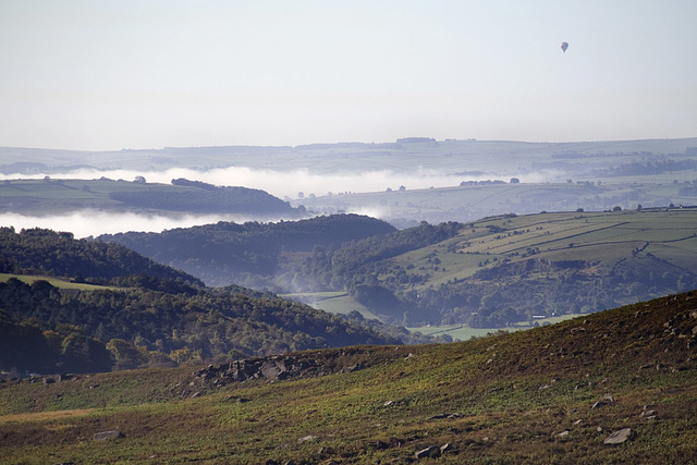 Mist and balloon in the Peak District