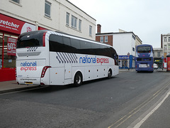 Ambassador Travel 218 (BV19 XOZ) and First Eastern Counties 32345 (LK53 LZF) in Great Yarmouth - 29 Mar 2022 (P1110193)