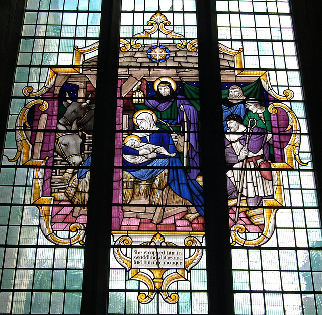 Stained Glass, St Mary's Old Church, Stoke Newington, Hackney, London