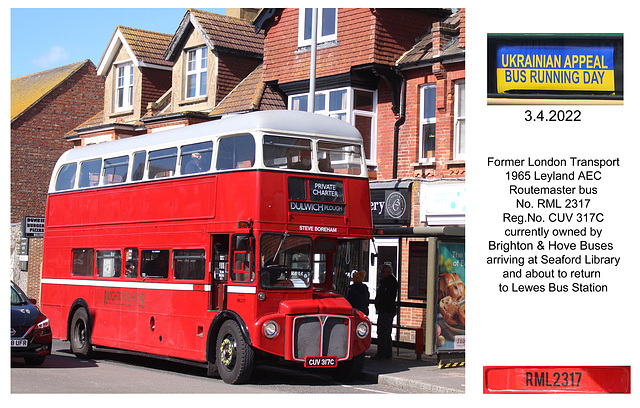 Routemaster RML 2317 at Seaford for the Ukrainian Appeal running day 3 4 2022