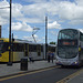 DSCF0486 First Manchester MX58 DWM and Metrolink tram set 3080 in Rochdale - 4 Jul 2015
