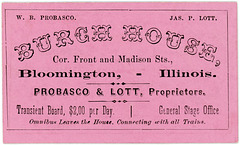 W. B. Probasco and James P. Lott, Burch House, Bloomington, Illinois, ca. 1869