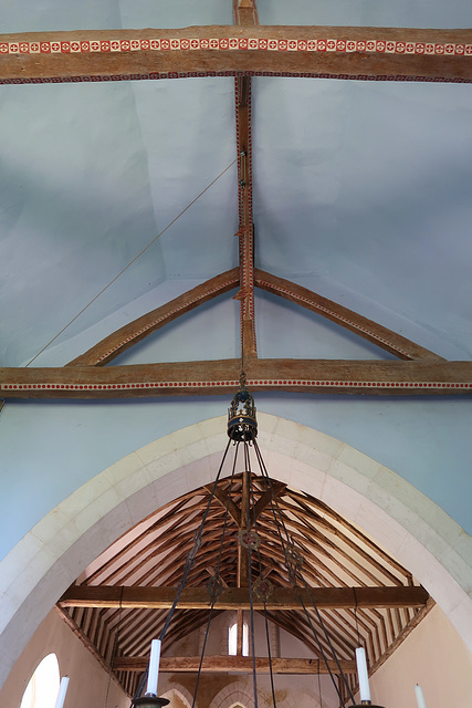 Decorated roof beams
