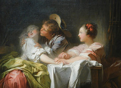 Detail of The Stolen Kiss by Fragonard in the Metropolitan Museum of Art, January 2022