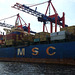 Containerfrachter der MSC im Hafen Waltershof