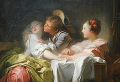 Detail of The Stolen Kiss by Fragonard in the Metropolitan Museum of Art, January 2022