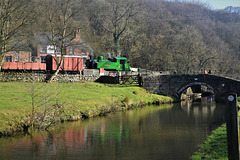 Polish loco 2944 'Hotspur' by the Black Lion pub at Consall.